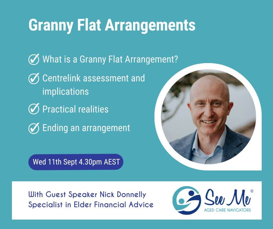 Aged care Masterclass with Nick Donnelly, Elder Financial Advisor, discussing Granny Flat Arrangements